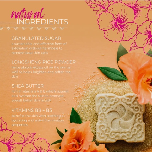 New Viori Peach Hibiscus Solid Sugar Scrub Bar |Natural, Vegan, Highly Fragrant - Picture 4 of 9
